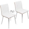 Lumisource Mason Chair in Stainless Steel, Walnut Wood, White Faux Leather, PK 2 CH-MSNSWV WL+W2